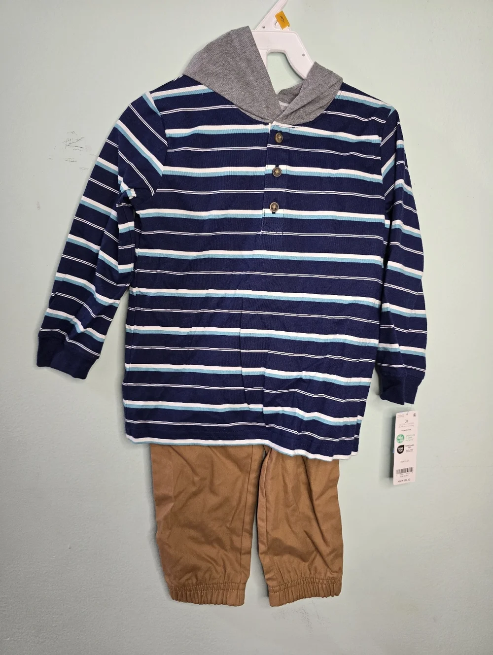 Carter's Navy‎ Striped Hoodie and Brown Pants Set
